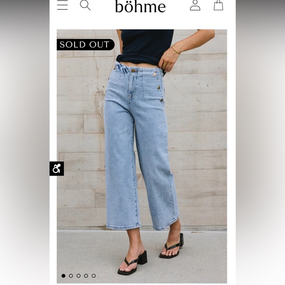 Bohme Amiri Wide Leg Jeans in Light Wash - NWT - Picture 2 of 6